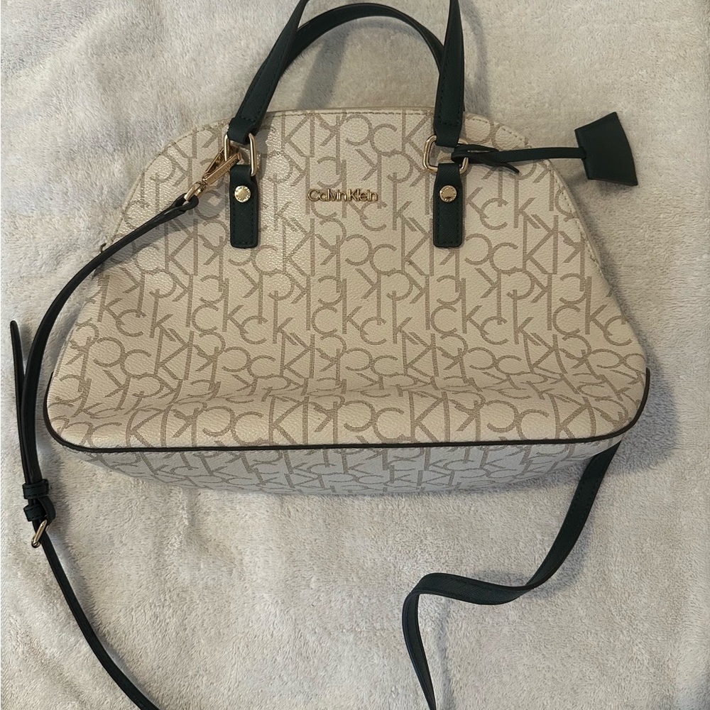 Calvin Klein Cream and Black Satchel